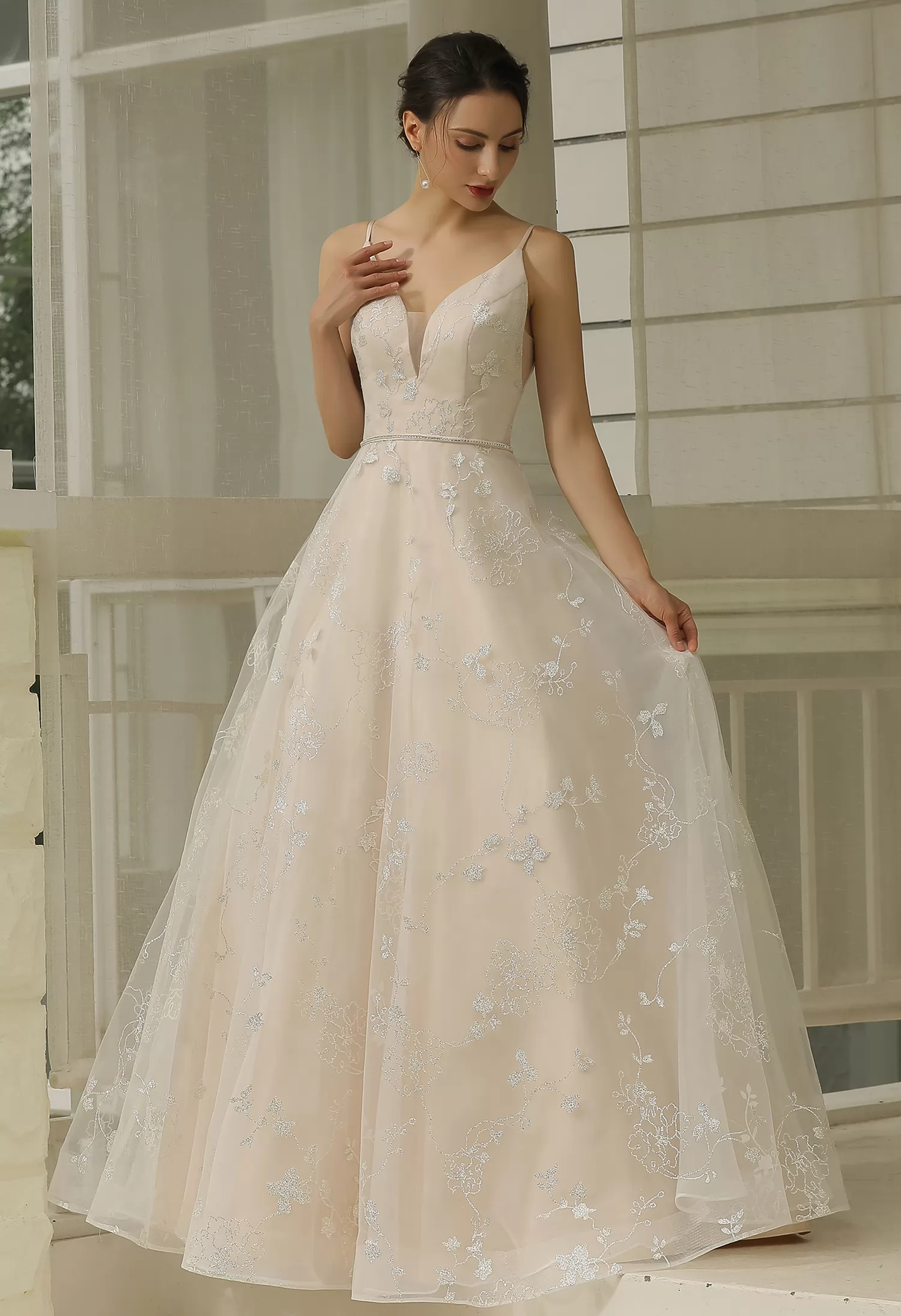 Glitter Patterned  Wholesale  Wedding Dress Bridal Gown