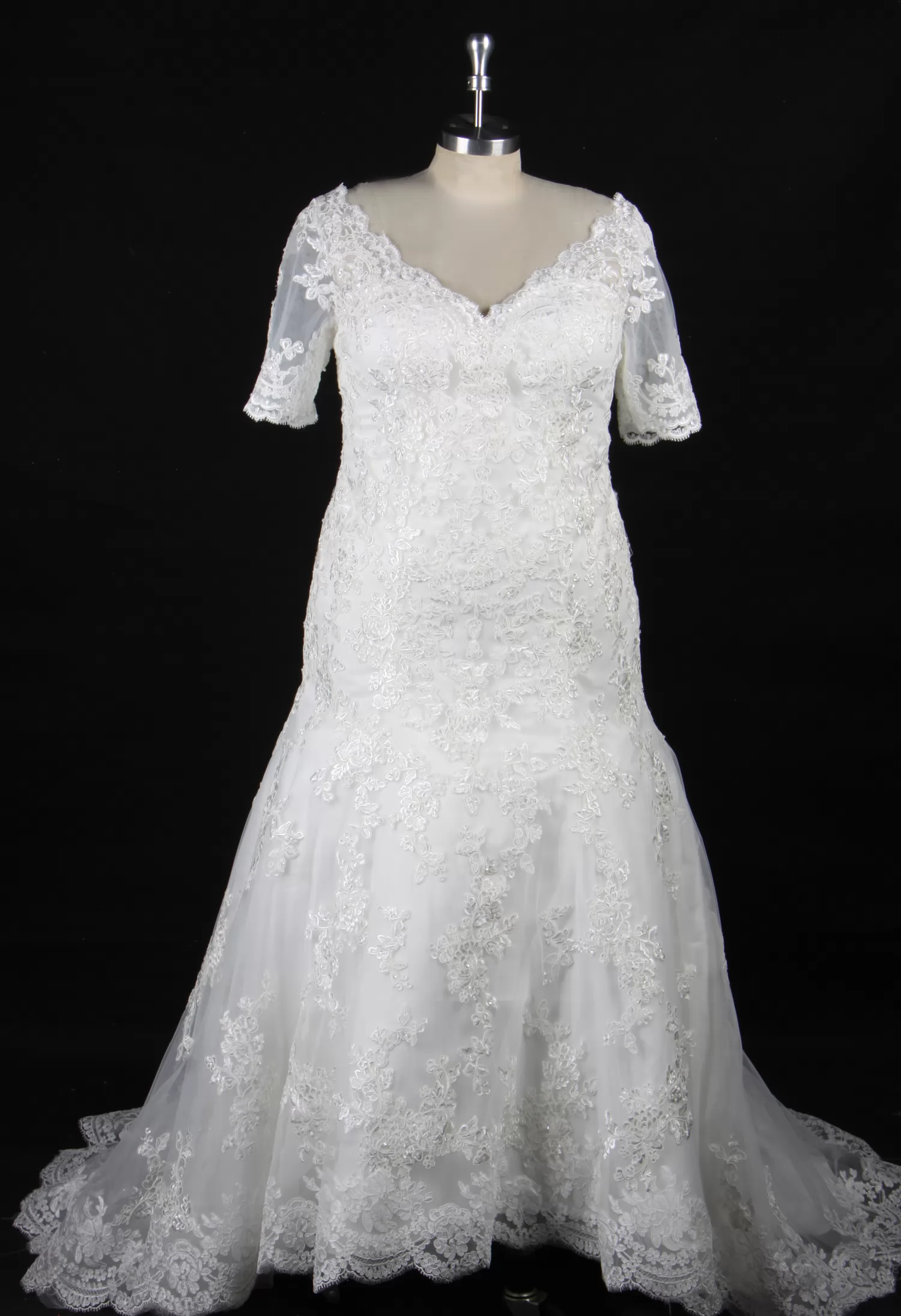 Plus Size Sheath With Delicate Lace Motifs Wedding Dress