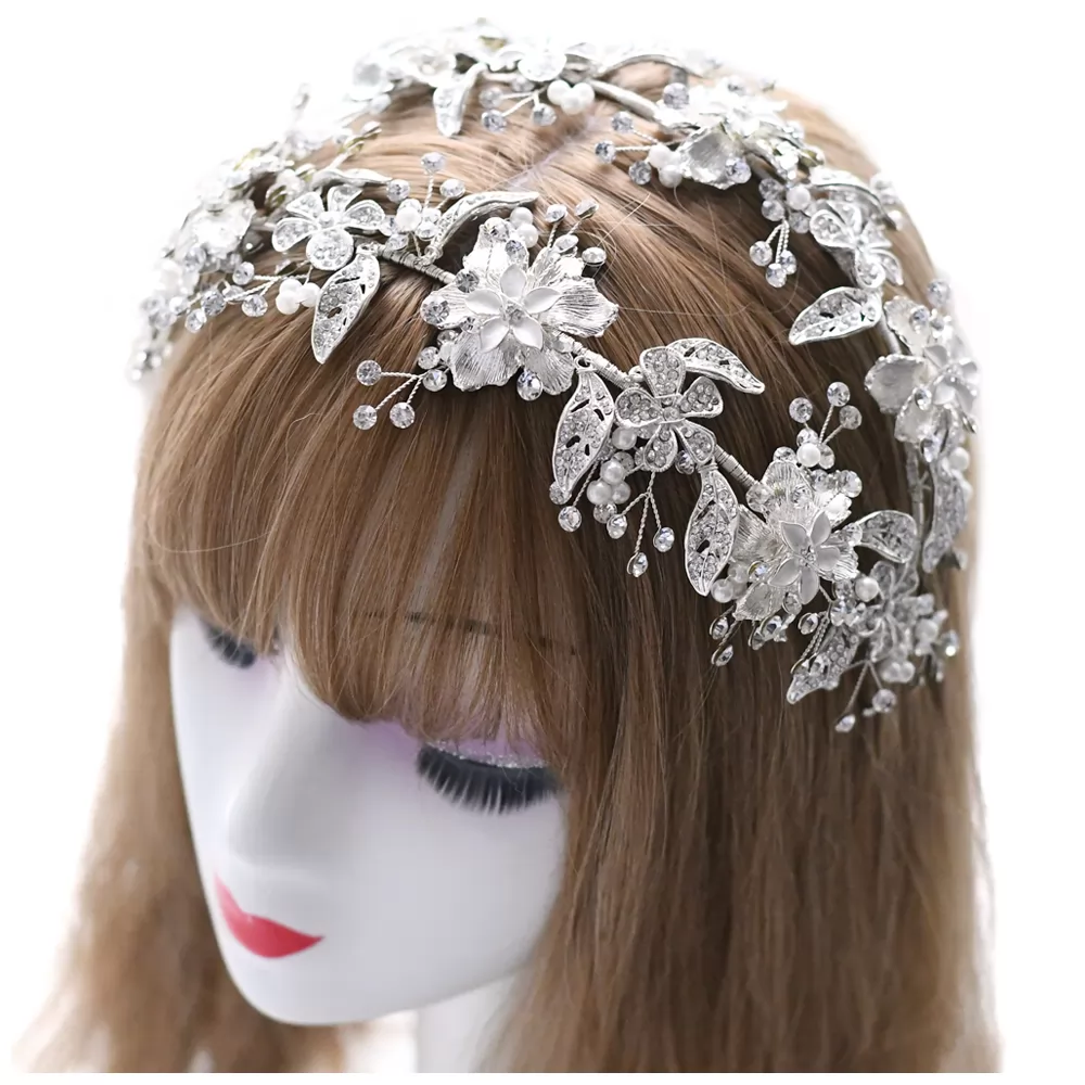 Delicate Flower and Crystal Headband