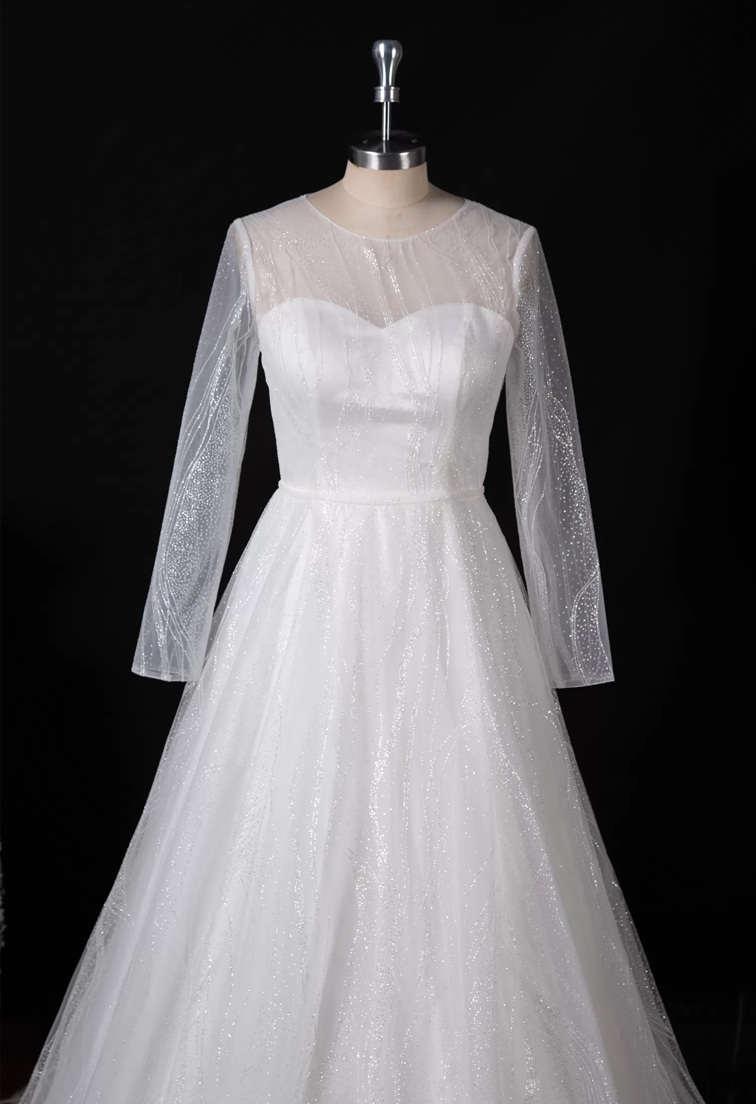 Sparkling Wedding Gown With Long Sleeve