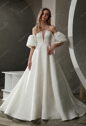 Clean Strapless Ball Gown with Satin Jacquard