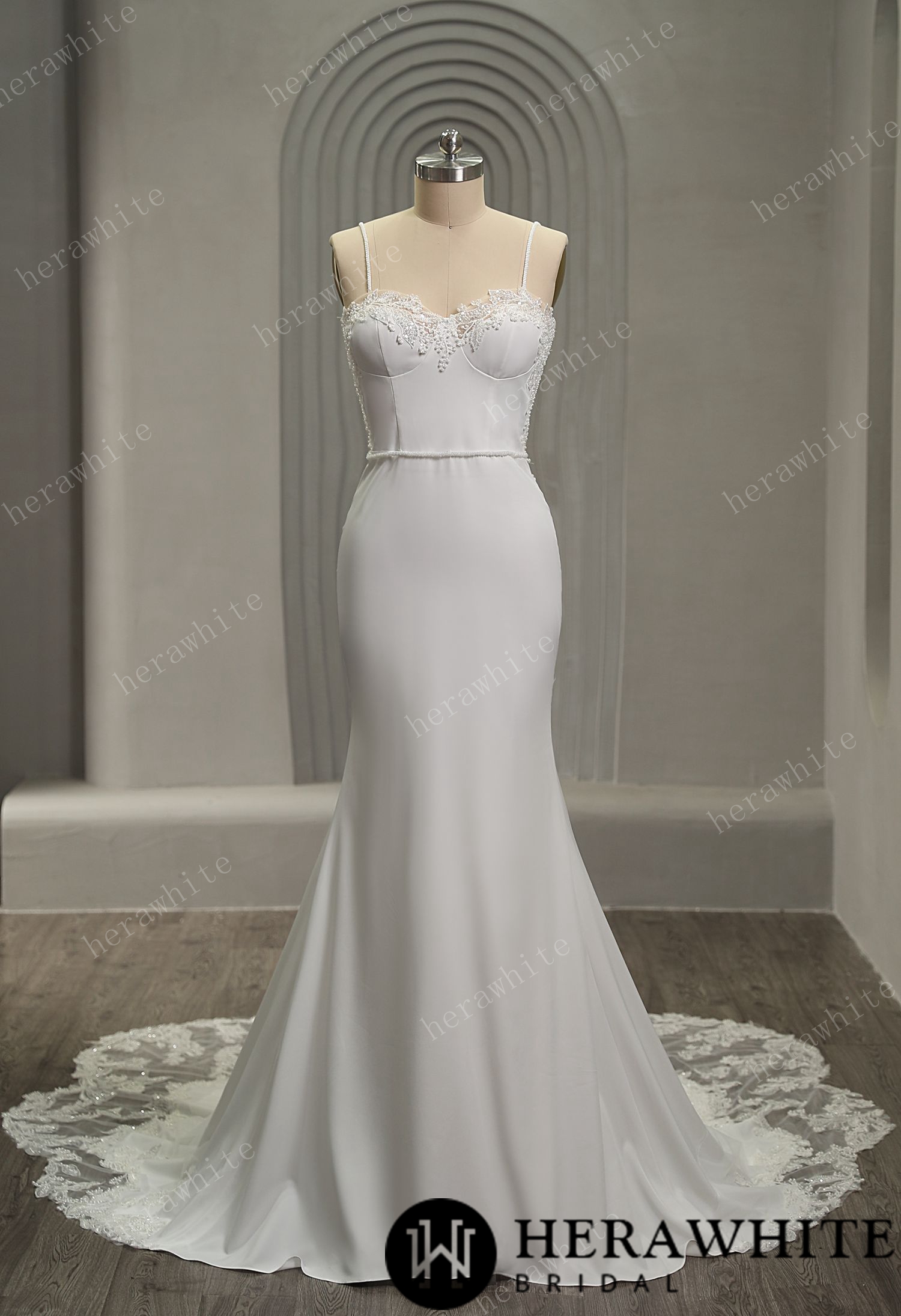 Roycebridal Glamorous Spaghetti-Straps Lace Wedding Dress Mermaid Bridal Gowns,MW290